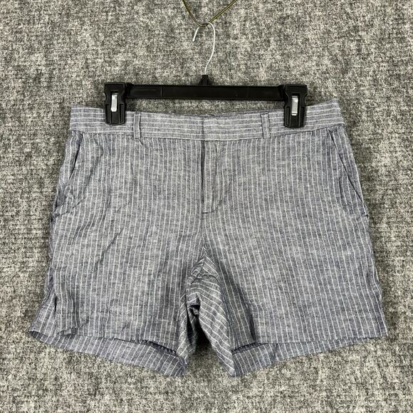 Banana Republic‎ Shorts Womens 2 Gray Pinstripes Chino Linen Mid Rise - Picture 1 of 11
